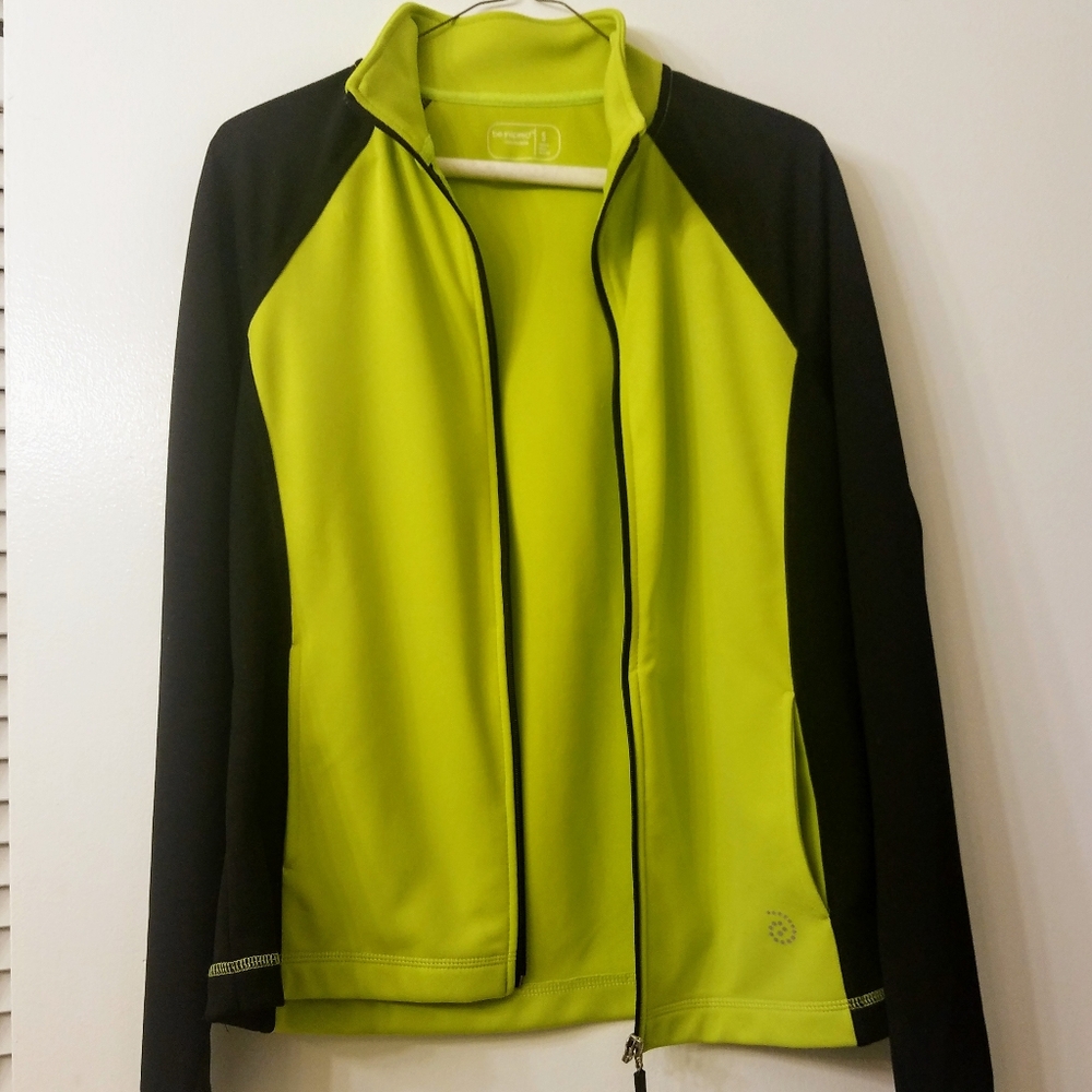 Neon green and black workout jacket